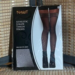 Athletic Stripe Fishnet Thigh Highs